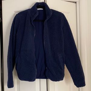 FILA Navy fluffy zip up.